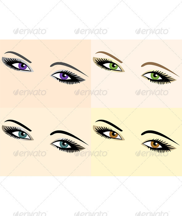 Vector set of eye images of different colors