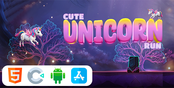 Cute Unicorn Run - HTML5 Construct3 Game