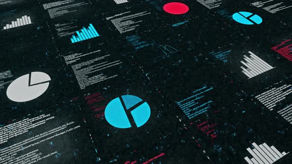 Digital Data and Computer Graphs Background with Changing Data Seamless Loop alt