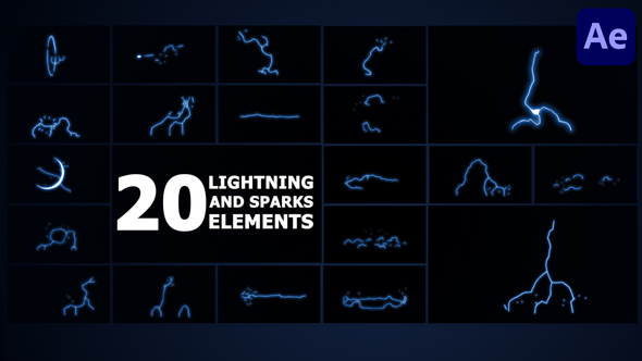 Lightning And Sparks Elements | After Effects Elements template preview