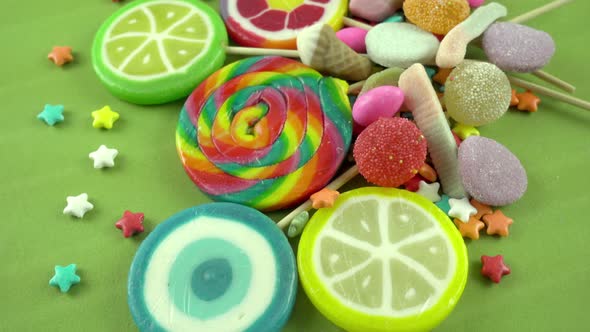 Colorful lollypops and candies