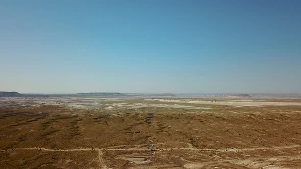 Aerial Dron Shoot on the Desert Ustyurt Plateau Karakalpakstan alt
