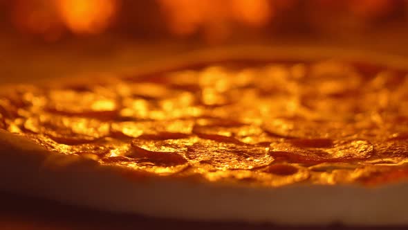 Delicious Pizza is Baked in Oven Macro alt
