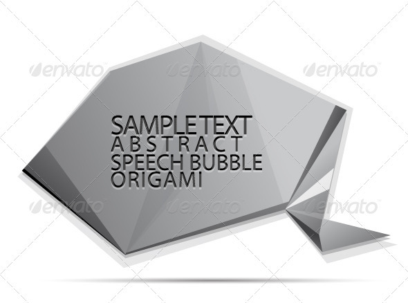 Gray origami speech bubble
