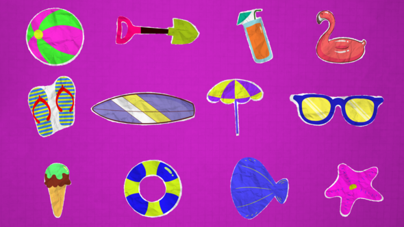 Paper Cut Summer Elements broadcast-packages template preview