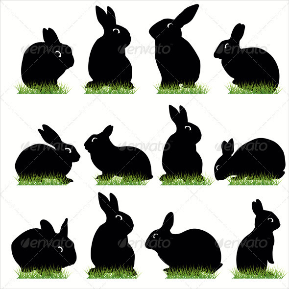Rabbits Silhouettes Set