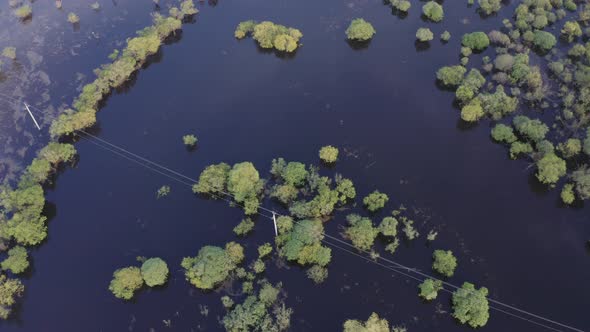 Aerial Drone Footage of High Water in Spring Time