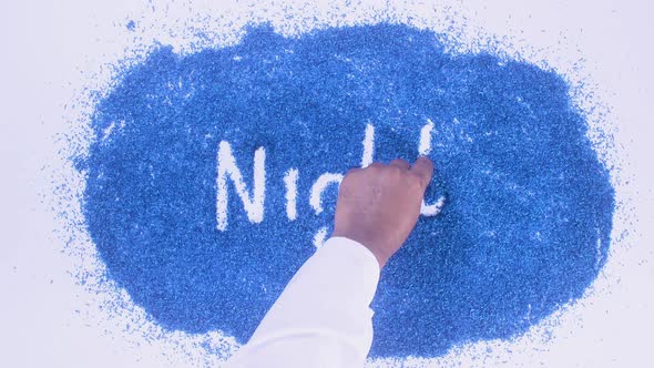 South Asian Hand Writes On Blue Night