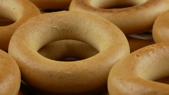 Fresh bread bagel. Russian traditional bakery product.