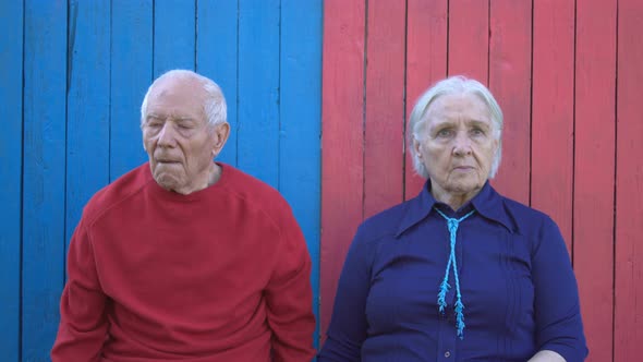 Pensioners on Eco Wooden Background