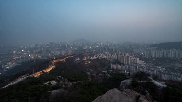 Seoul from Day to Night as Seen from the Seonbawi Rocks
