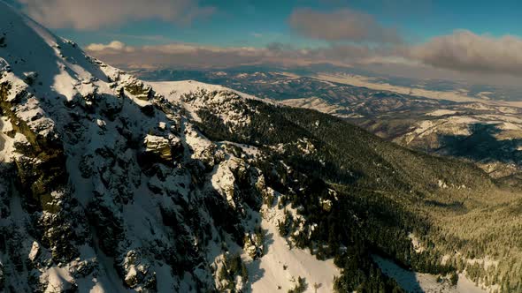 Flying above Snowy Mountains