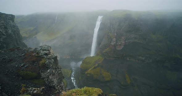 Most Beautiful Haifoss Waterfall in Iceland Highland