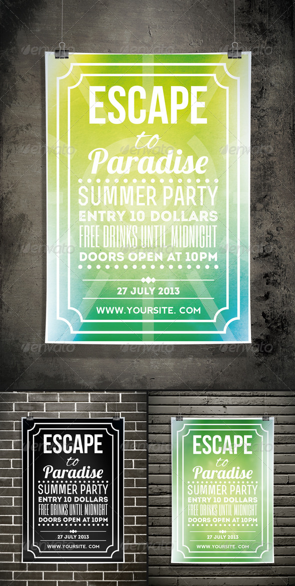 Escape to Paradise - Summer Typography Flyer - Miscellaneous Events