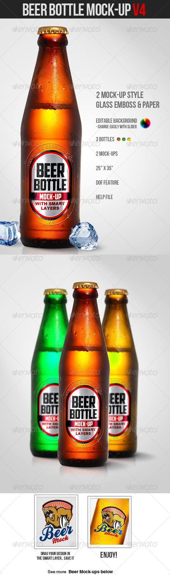 Beer Bottle Mock-Up V4 - Product Mock-Ups Graphics