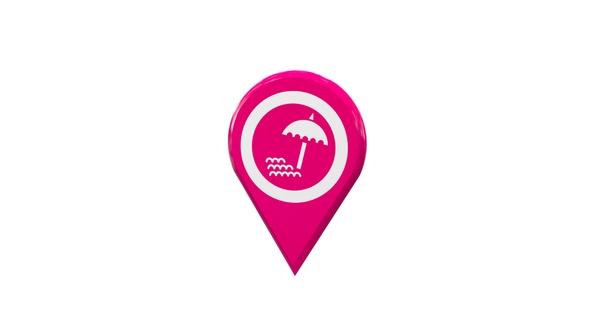 Beach 3D Map Location Pin Pink V5 alt