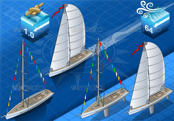 Isometric Sailships in Navigation and Regatta - Conceptual Vectors