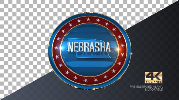 Nebraska United States of America State Map with Flag 4K