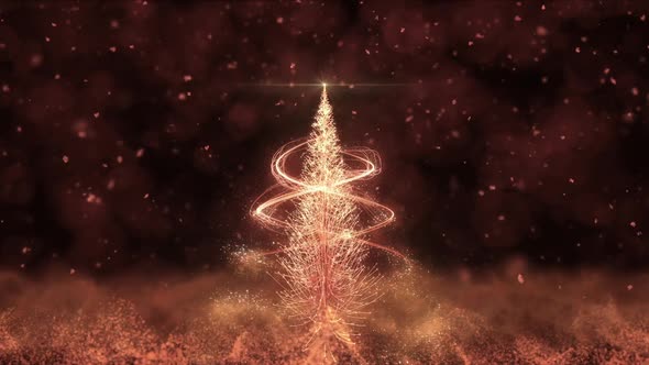 Animated Golden Christmas Fir Tree Star background bokeh snowfall HD resolution