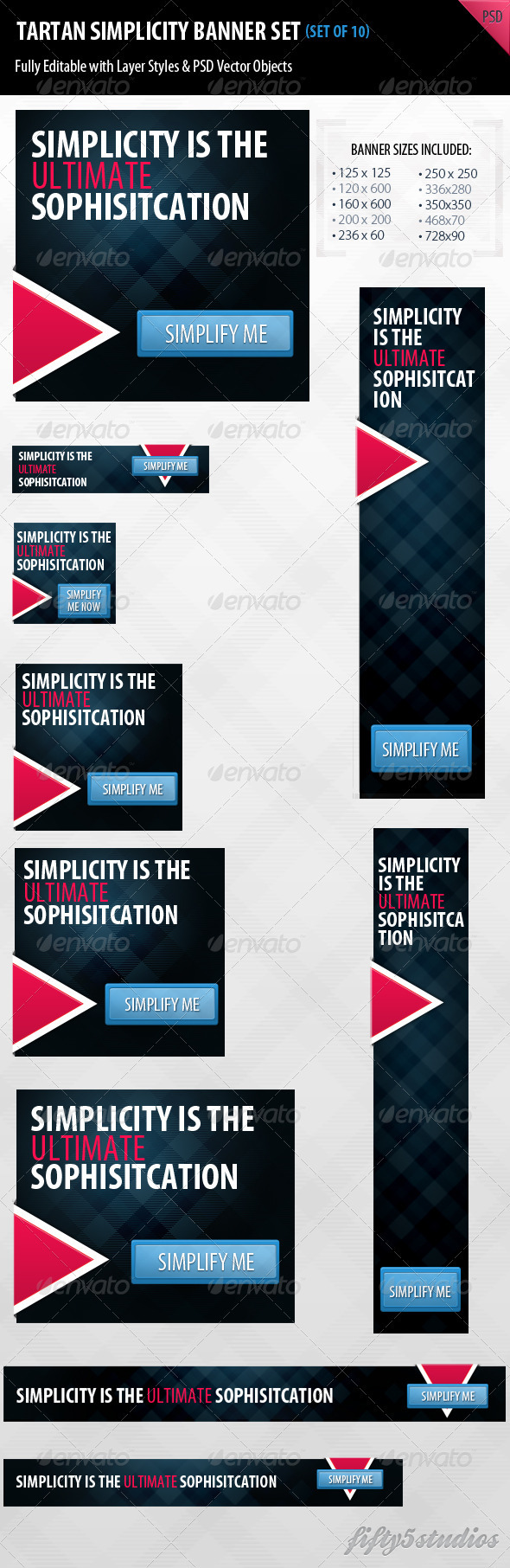 Tartan Simplicity Banner Set - Banners & Ads Web Elements