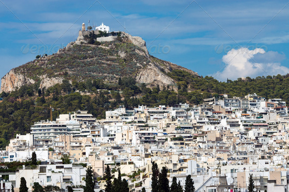 View of Mount Lycabettus in Athens - Stock Photo - Images