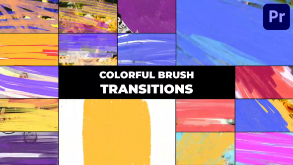 Colorful Brush Transitions | Premiere Pro Premiere Pro template preview