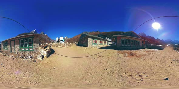 VR of Dingboche and Pheriche Village in Nepal, Basic Point of Everest Base Camp Track. EBC alt
