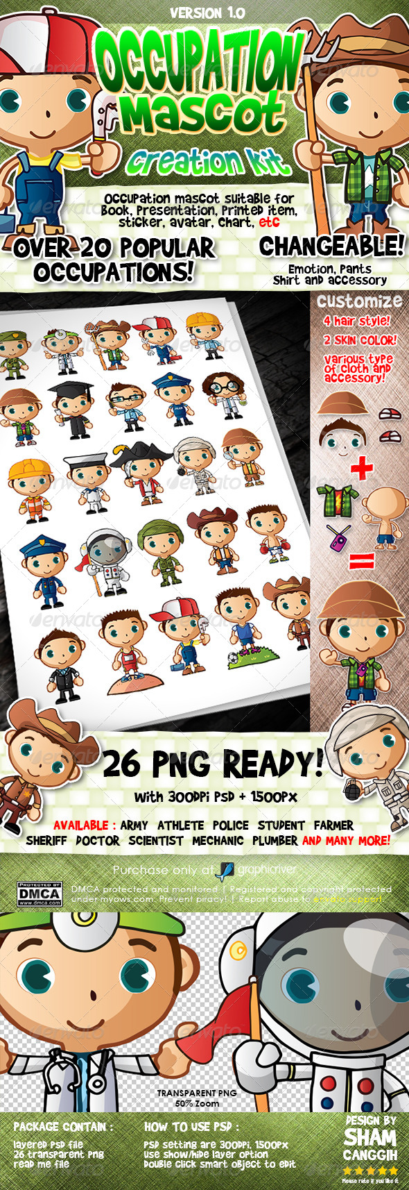 Popular Occupation Mascot Creation Kit - Characters Illustrations