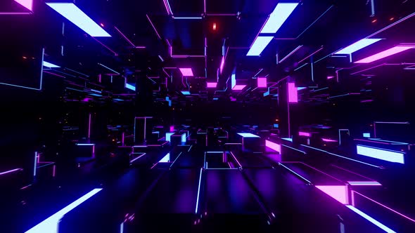 Neon Tiles Abstract Tunnel