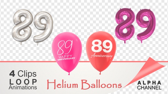 89 Anniversary Celebration Helium Balloons Pack