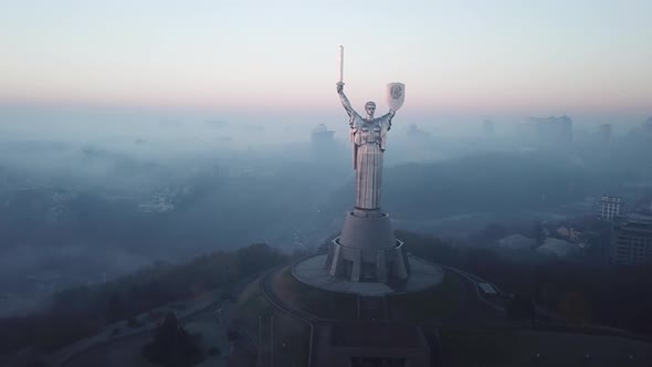 Aerial View of Mother Motherland Statue in Kyiv Ukraine