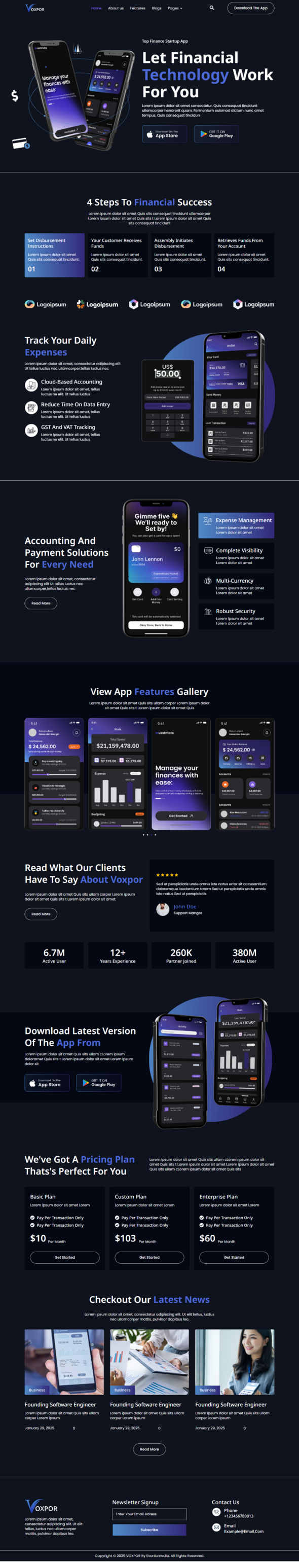 Voxpor - Business & Finance Startup Elementor Template kit