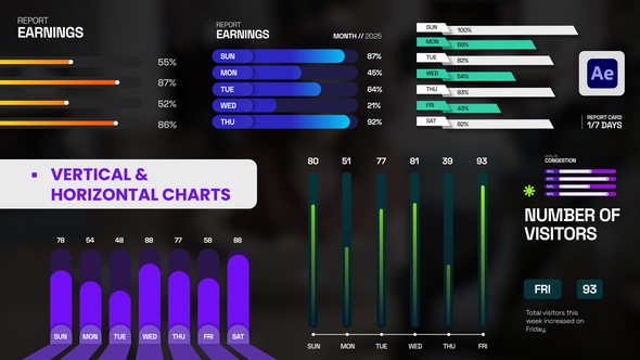 Vertical & Horizontal Charts Infographics template preview