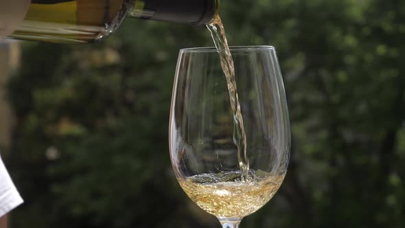 Pouring White Wine Into Glass alt