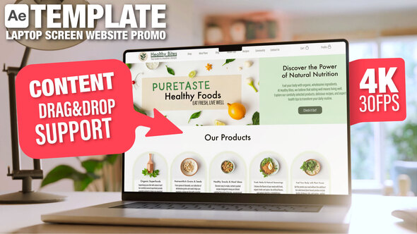 Laptop Screen Mockup in Cozy Room - 30sec Website or Application Promo - 6 Scenes AE Template Product Promo template preview