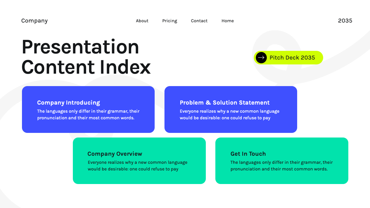 White Blue Green Modern Pitch Deck Presentation, Presentation Templates