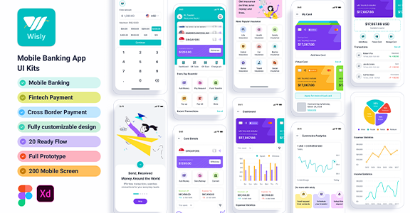 Wisly – Mobile Banking App UI Kits