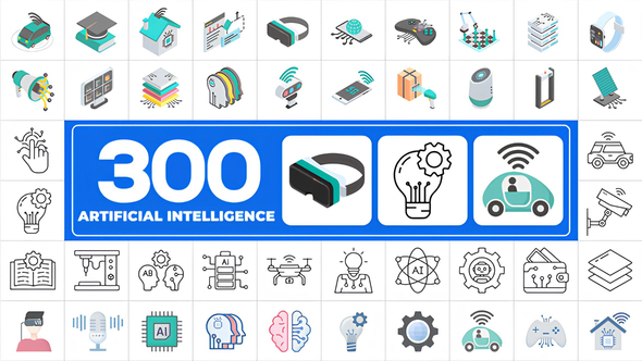 300 Icons Pack Artificial Intelligence Elements template preview