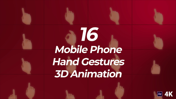 3D Hand Touch Gestures for Smartphone Elements template preview