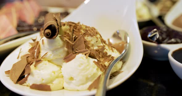 Ice Cream Dessert with Chocolate alt