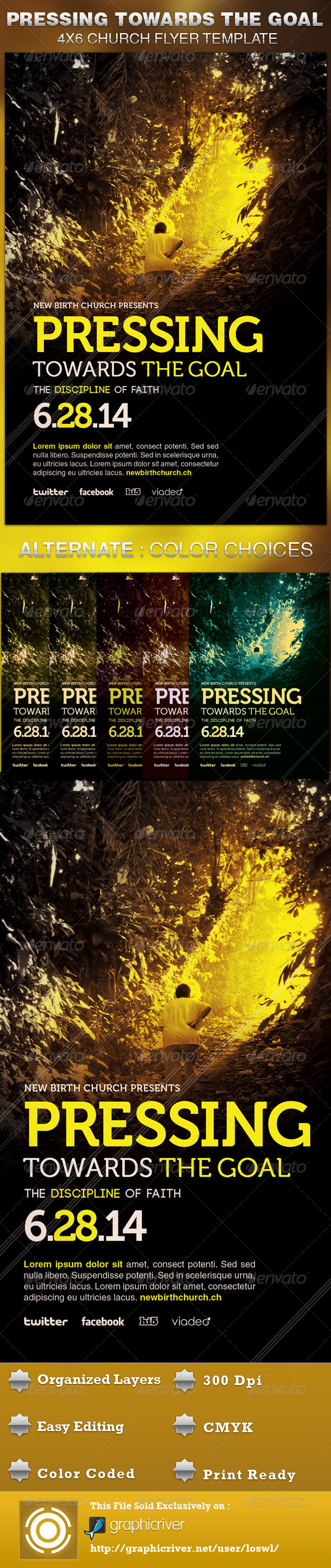 Pressing Towards the Goal Church Flyer Template - Church Flyers