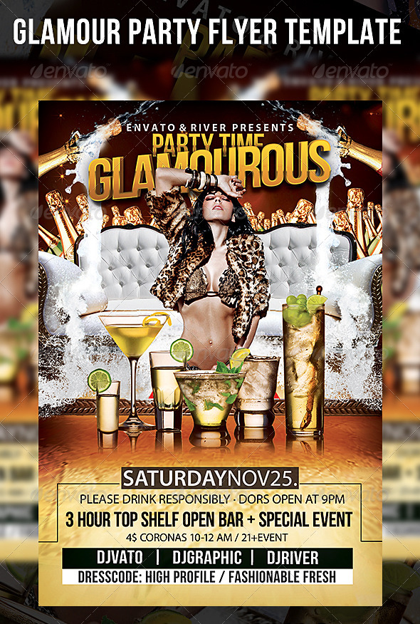 Glamour Party Flyer Template - Events Flyers
