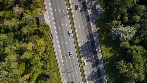 Highway with Traffic. Aerial Hyperlapse Timelapse. FHD,  alt