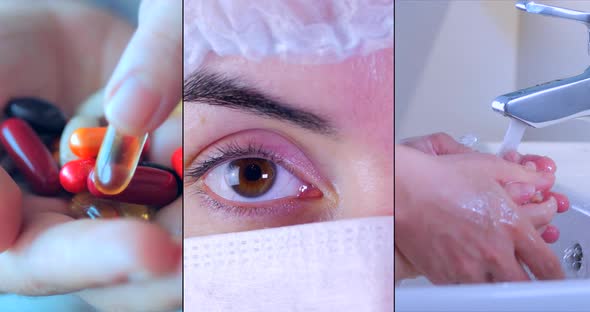 Coronavirus Collage COVID-19, Concept of a Vaccine, Immunity How To Protect Yourself From Infection alt