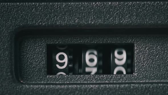 Old Vintage Mechanical Reel Counter of the Audio Cassette in Tape Deck Recorder alt