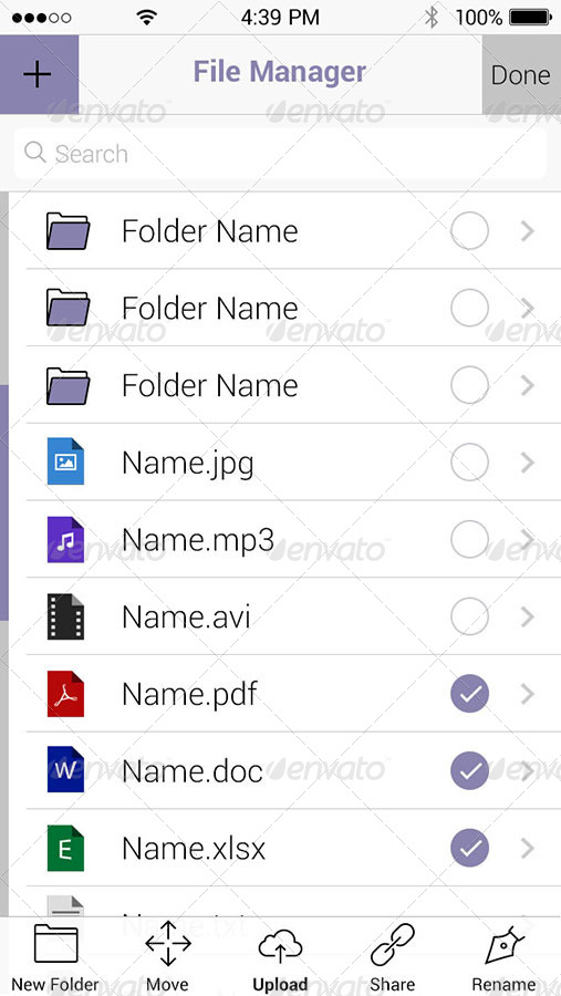 File Manager App iOS UI Retina by angelbi88 GraphicRiver