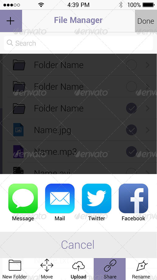 File Manager App iOS UI Retina by angelbi88 GraphicRiver