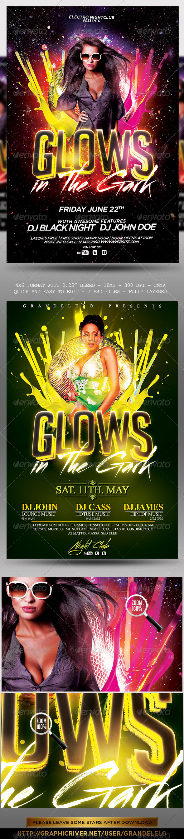 Glows in the Dark Party Flyer - Clubs & Parties Events