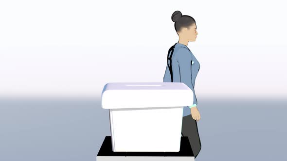 People Vote At The Election Precinct Flat Cartoon Animation 3d Render 3