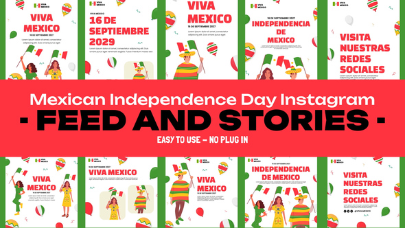 Mexican Independence Day Feed and Stories Openers template preview